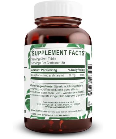 Natural Nutra Chelated Iron Supplement for Men and Women - 180 Tablets, Promotes Healthy Red Blood Cells, Nails, Hair Growth, and Skin Health - Buy Online on GoSupps.com