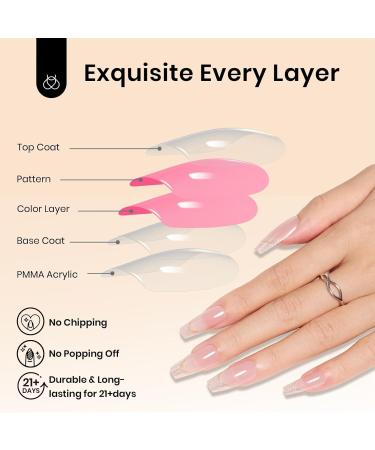 Beetles Press On Nails - 30 Pcs Medium Square Nude Pink Champagne Glitter - Easy DIY False Nails with Strong Glue - Perfect Gifts for Women & Girls - Buy Online on GoSupps.com