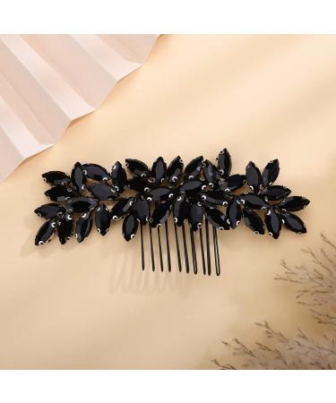 Kercisbeauty Wedding Bridal Black Rhinestones Hair Comb | Handmade Side Hair Jewelry for Prom Party & Halloween - Buy Online on GoSupps.com