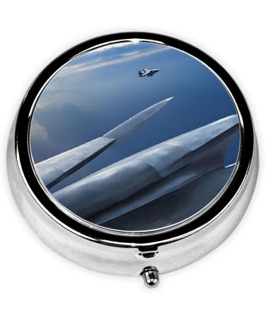 Aircraft Fighter Jets Mini Round Pill Box | 3 Compartment Travel Pill Organizer | Portable Medicine Case for Home & Office - Buy Online on GoSupps.com