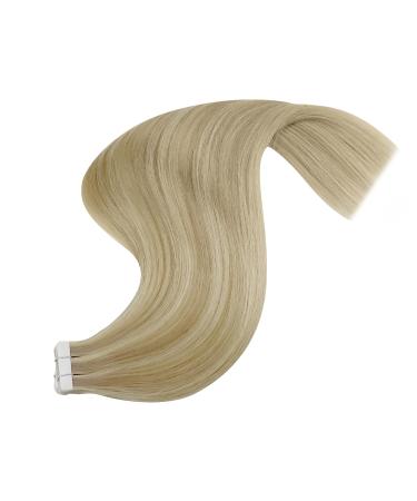 Youngsee Tape In Extensions - Real Hair Blond & Gold Highlights | Invisible Skin Weft | 35cm | 50g | #16/25 & #P16/22 - Buy Online on GoSupps.com