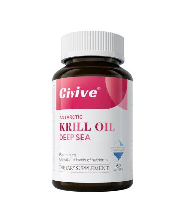 Ciyive Antarctic Krill Oil 2000mg Capsules Krill Oil Supplement 60pcs
