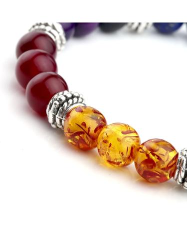 JSDDE 7 Chakra Bracelet - Lava Stone Zen Buddhism Bangle for Healing & Energy Therapy | Yoga Balance Buddha Gemstone Jewelry - Buy Online on GoSupps.com