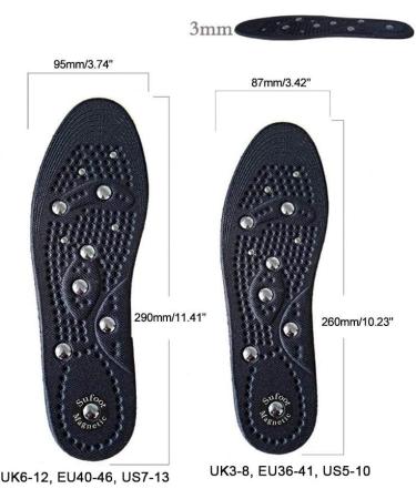 SUFOOT Premium Magnetic Insoles - Reflex Zones Massage & Acupressure for Enhanced Circulation & Reduced Fatigue | UK 6-12 / EU 40-46 / US 7-13 - Buy Online on GoSupps.com