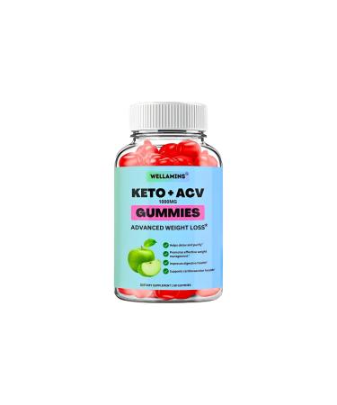 WELLAMINS Keto Apple Cider Vinegar Gummies - Keto ACV Gummies Supports Digestion Detox & Cleansing.