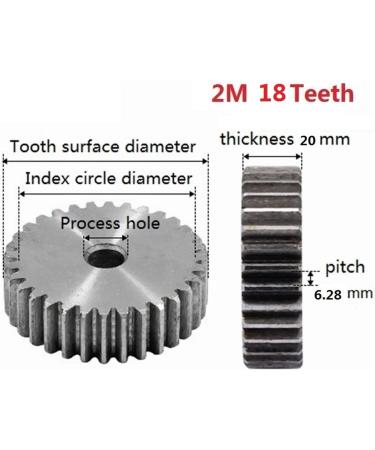 Buy MKSIWSA 2m 18 Teeth Cylindrical Carbon Steel Spur Gear | High-Quality 2 Mod 18Teeth Sprocket for Transmission - International Shipping Available - Buy Online on GoSupps.com