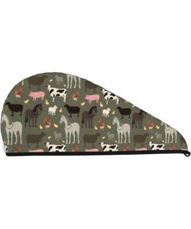Farm Animals Microfiber Hair Towel - Soft Super Absorbent Quick Dry Hair Wrap for Women | Ideal for Long Curly & Thick Hair - Buy Online on GoSupps.com