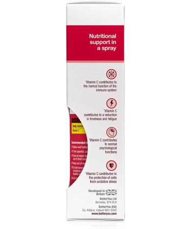 BetterYou Vitamin C Oral Spray - 120mg Fruit-sourced Supplement, 1-Month Supply, UK Made - Natural Cherry and Blueberry Flavor - Buy Online on GoSupps.com