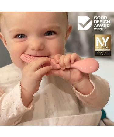 TotAha Silicone Baby Spoons Set for Self Feeding | Soft-Tip Utensils for 4-6-12 Months | Baby Led Weaning and Toddler Training Spoons | 2 Pack in Blush and Shifting Sand - Buy Online on GoSupps.com