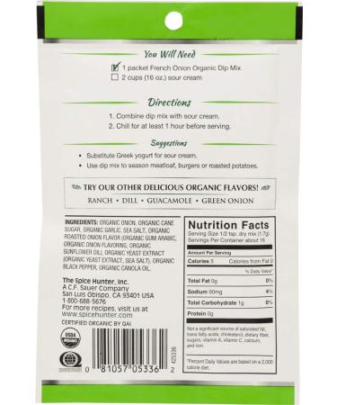 Spice Hunter French Onion Dip Mix - 1 oz | Savory Spice Blend for Easy Entertaining - Buy Online on GoSupps.com