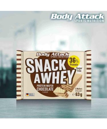 Body Attack Snack a Whey 5x63g - Low Sugar Protein Wafers with 36% Milk & Whey Protein | Delicious Chocolate Crispy Waffles | Made in Germany - Buy Online on GoSupps.com