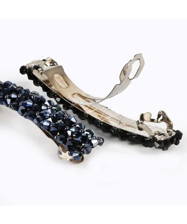 3 Pcs Crystal Hair Clips for Women - Elegant Rectangular French Automatic Hair Accessories for Thin & Thick Hair - Buy Online on GoSupps.com