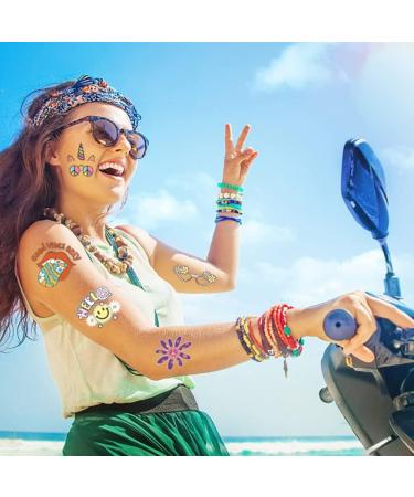 10 Sheets 70s Retro Hippie Theme Temporary Tattoos Groovy Tattoos Stickers for Kid Women Love and Peace Sign Waterproof Face Body Fake Tattoos Stickers for Hippie Party Favor Supplies - Buy Online on GoSupps.com