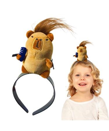 Uozonit Stuffed Animal Hair Clips | Women Girls Hair Clip Stuffed Capybara Shape | Teen Girls Fashion Headwear with Vivid Expression for Makeup Traveling Beach Parties Brown