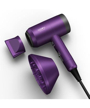 Ionic Hair Dryer, Portable Lightweight Diffuser Hair Dryer, Hair Blow Dryer with 2 Attachments Use for Curly/Wavy/Straighten Hair, Blow Dryer Fast Drying Ideal Chocie for Women and Girls Purple