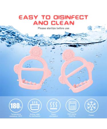 Vicloon Baby Silicone Teething Rings - BPA-Free Lion Bite Toys for 3+ Months - 2PCs Set in Pink - Dental Aid & Massage - Buy Online on GoSupps.com