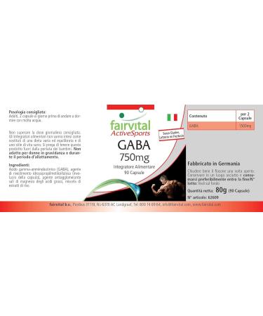 Fairvital | GABA 750mg - for 45 DAYS - 1500mg per daily dose - VEGAN - 90 capsules - -aminobutyric acid - Buy Online on GoSupps.com