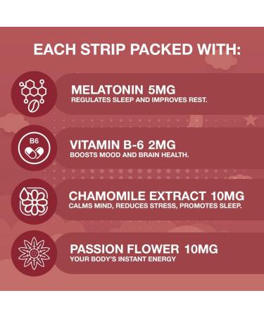 REEVYV Fast-Acting Melatonin Sleep Strips 5mg Melatonin Strips Chamomile Extract Vitamin B6 5X Faster Absorption Zero Sugar Gluten-Free Non-GMO Sleep Aids for Adults - Buy Online on GoSupps.com