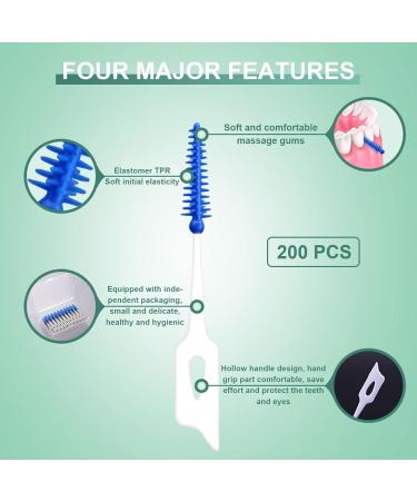 200-Piece MIVAIUN Interdental Brushes with Silicone Floss Sticks - Dual-Use Dental Picks for Oral Cleaning (Blue) - Buy Online on GoSupps.com