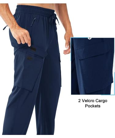NORTHYARD Men's Lightweight Athletic Joggers - Quick Dry Running Pants with Zip Pockets, Navy Blue - Buy Online on GoSupps.com