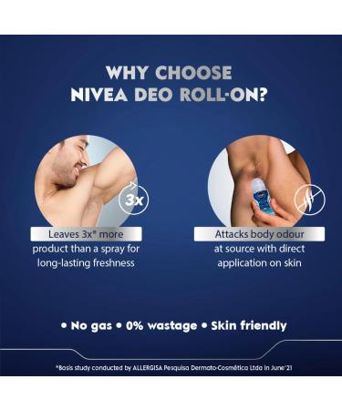 NIVEA FRESH ACTIVE ROLL-ON FREE ALCOHOL ANTIPERSPIRANT DEODORANT 48 HOURS PROTECTION 1.7 OZ (Pack of 6) 3 1.69 Fl Oz (Pack of 6) Fresh - Buy Online on GoSupps.com