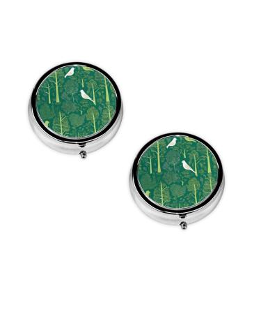 Scandinavian Animals Printed Mini Round Pill Box Pill Box 3 Compartment Medicine Pill Case Pill Organizer Travel Pillbox Portable Pill Box for Pocket Home Office Use