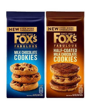 Cookies Bundle with Fox's Fabulous Half-Coated Milk Chocolate Cookies 175g and Milk Chocolate Cookies 180g (2 Pack)