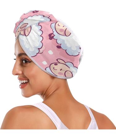Cute Sheep Pink Hair Towel 2 Pack - Super Absorbent Quick Dry Hair Turbans for Women & Girls | Perfect Hair Drying Solution - Buy Online on GoSupps.com
