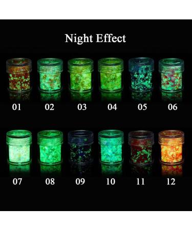 1 Box Fashion DIY Manicure Glow in the Dark Neon Sequins Hexagon Sequins Nail Art Glitter Luminous Nail Powder(12) - Buy Online on GoSupps.com