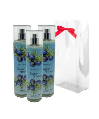 Bath & Body Works JUNIPER BREEZE Fine Fragrance Mist Gift Set with a Red Bow for Holiday & Gifts - Pack of 3 Juniper Breeze 2.67 Fl Oz (Pack of 3)