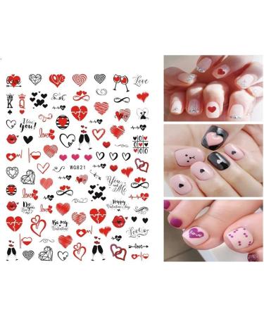 Cute Heart-shaped Letters Self-Adhesive Romantic Nail Stickers Nail Art Decorations Valentine's Day Decals Manicure Accessories(5) Style05 - Buy Online on GoSupps.com