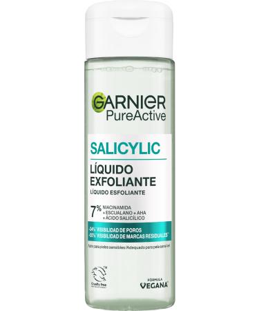 GARNIER Pure Active Salicylique Liquide exfoliant anti-imperfections R duit la visibilit des pores de 34 % Convient aux peaux sensibles 120 ml
