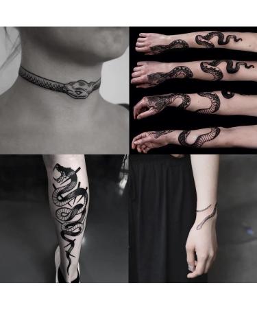 Black Snake Temporary Tattoos | Waterproof Body Art Stickers | 4 Sheets | Men Women Arm Neck Flash Decals - Buy Online on GoSupps.com