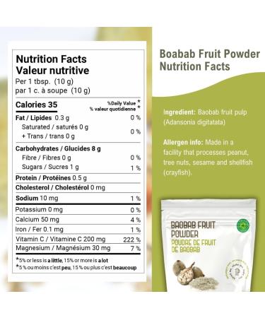 Aga's Wholesome Baobab Fruit Powder 200g Rich in Antioxidant Vitamin C Naturally Refreshing Alkaline Non-GMO Vegan Gluten Free Caffeine Free Clean & Naturally Dried & Widely Harvested from West Africa - Buy Online on GoSupps.com