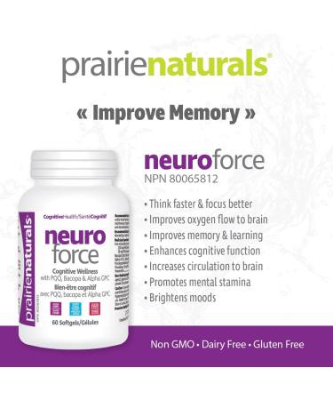 Prairie Naturals Neuro Force with PQQ Bacopa and Alpha GPC Softgel - 60 Count Unflavored 60 count (Pack of 1) - Buy Online on GoSupps.com