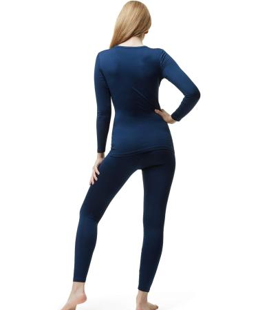 TSLA Women's Thermal Underwear Set - Soft Fleece Lined Long Johns - Winter Warm Base Layer Top & Bottom - Navy, Medium - Buy Online on GoSupps.com