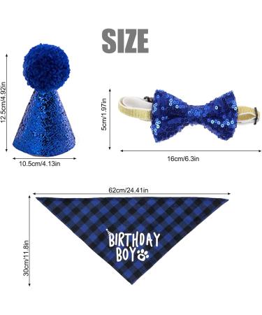 Dog Birthday Hat & Bandana Set - 3pcs Blue Dog Party Accessories for Boys & Girls - Perfect for Puppies & Cats - Buy Online on GoSupps.com