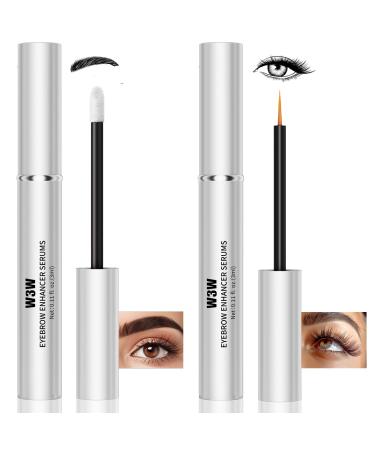 2 IN 1 KIT Eyebrow Growth Serum & Eyelash Growth Serum.W3W Lash Serum for Boost Lash for Longer Fuller and Thicker Lashes.for Natural Brow Looks Brow for Thicker Longer Fuller No-Irritating