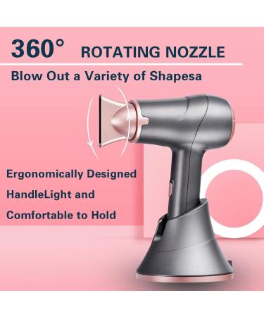 Cordless Hair Dryer with 360 Rotating Nozzle Handheld Rechargeable Hairdryer Kit w/Hot & Cold Wind Powerful Fast Dry Hair for Indoor Outdoor Salon - Buy Online on GoSupps.com