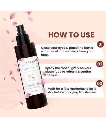 Buy Sadh ev 100% Organic Rose Water Face Mist 150ml - Glowing Pore Tightening Toner - International Shipping Available - Buy Online on GoSupps.com