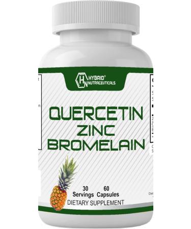 Hybrid Nutraceuticals Zinc Quercetin and Bromelain Capsules - Immune Support Joint Support Antioxidant