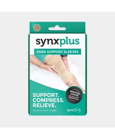 SynxBody SynxPlus Knee Support Sleeve (Pair) Knee Brace Elastic Breathable Knee Compression Sleeve. Helps Relieve Joint Pain for Arthritic Sufferers and Recovery from Injuries - Medium - Buy Online on GoSupps.com