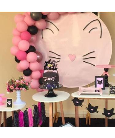 Happy Birthday Cat Cake Topper - Glittery Black Kitten Decoration for Birthday Baby Shower & Wedding Parties - Buy Online on GoSupps.com