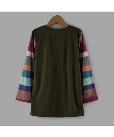 Teen Girls Green Striped T-Shirt | Long Sleeve Casual Sweatshirt | Fall Blouse 10-11 Years - Buy Online on GoSupps.com