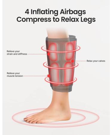Renpho Leg Massage Device with Heat - Air Compression for Calf Thigh & Foot Pain Relief | 2 Heaters 3 Modes & Intensities - Buy Online on GoSupps.com