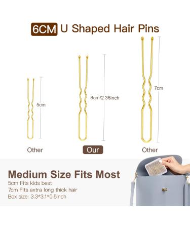 Zeberine Bun Hair Pins for Women - 100Pcs U Shaped Golden Hair Pins with Storage Box - 2.4 inch - Buy Online on GoSupps.com