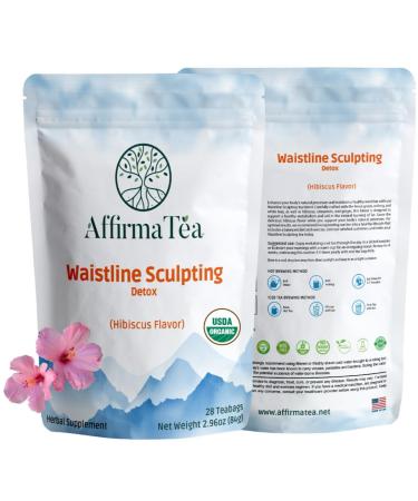 Waistline Sculpting: Organic 28-Day-Detox | High-Energy EGCG Green Tea | Reduces Bloating | Boosts Energy | Laxative-Free | Support Weight Management | Refreshing Hibiscus Flavor. 28 TeaBags