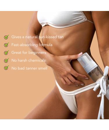 AINA Organic Vegan Dark Self-Tanner Mousse Kit | Oil-Free Sunless Tanning Mousse with Back Applicator & Mitt | Nourishing Self Tan for All Skin Types - 220ml - Buy Online on GoSupps.com