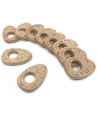 Wendysun 2pcs Hedgehog Shape Natural Wood Teether Set for Baby Teething - DIY Pendant Toy - Buy Online on GoSupps.com
