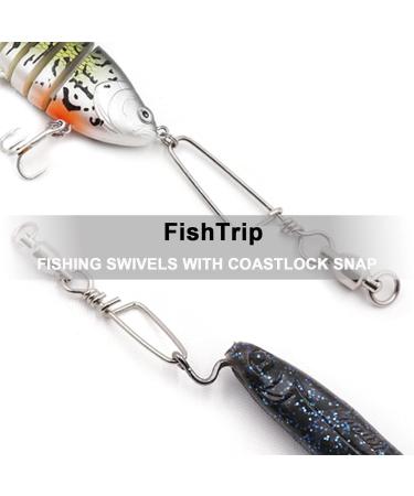 FishTrip Stainless Steel Ball Bearing Fishing Swivels with Snaps Coastlock 30 Pack - Ideal for Saltwater and Freshwater Fishing - #0-10# Size Range - 30pcs - Buy Online on GoSupps.com